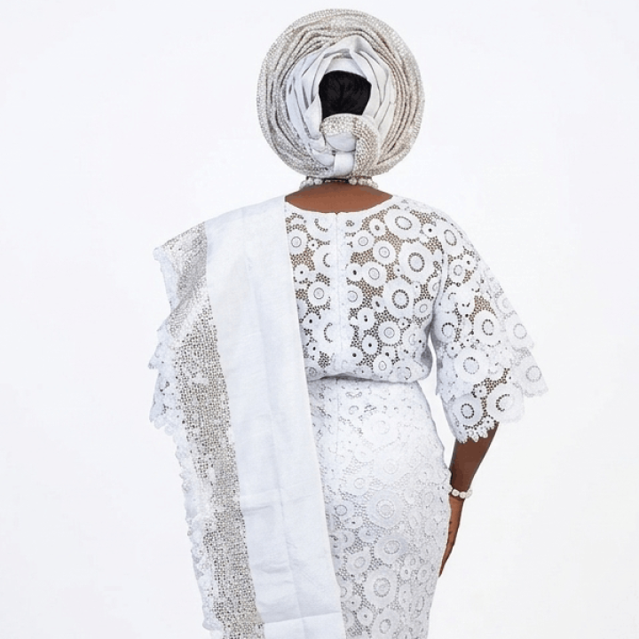 White Iro and Fitted Buba , White Lace Wrapper and Blouse , African Women Clothing