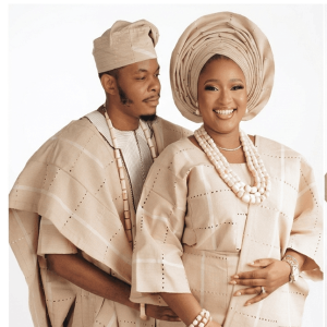 Handmade African Asooke wedding outfit: traditional clothing for couples